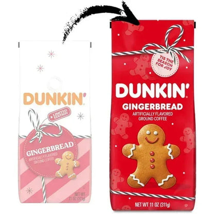 Dunkin’ Gingerbread Artificially Flavored Coffee, Ground Coffee, 11 oz Bag