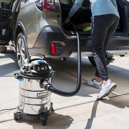 Hart 6 gallon 5 peak HP stainless steel wet/dry vacuum with bonus car cleaning kit, new