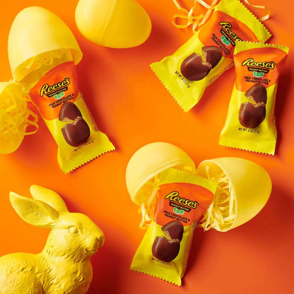 REESE'S Milk Chocolate Snack Size Peanut Butter Eggs, Easter Candy Basket Stuffers Bag, 9.6 oz