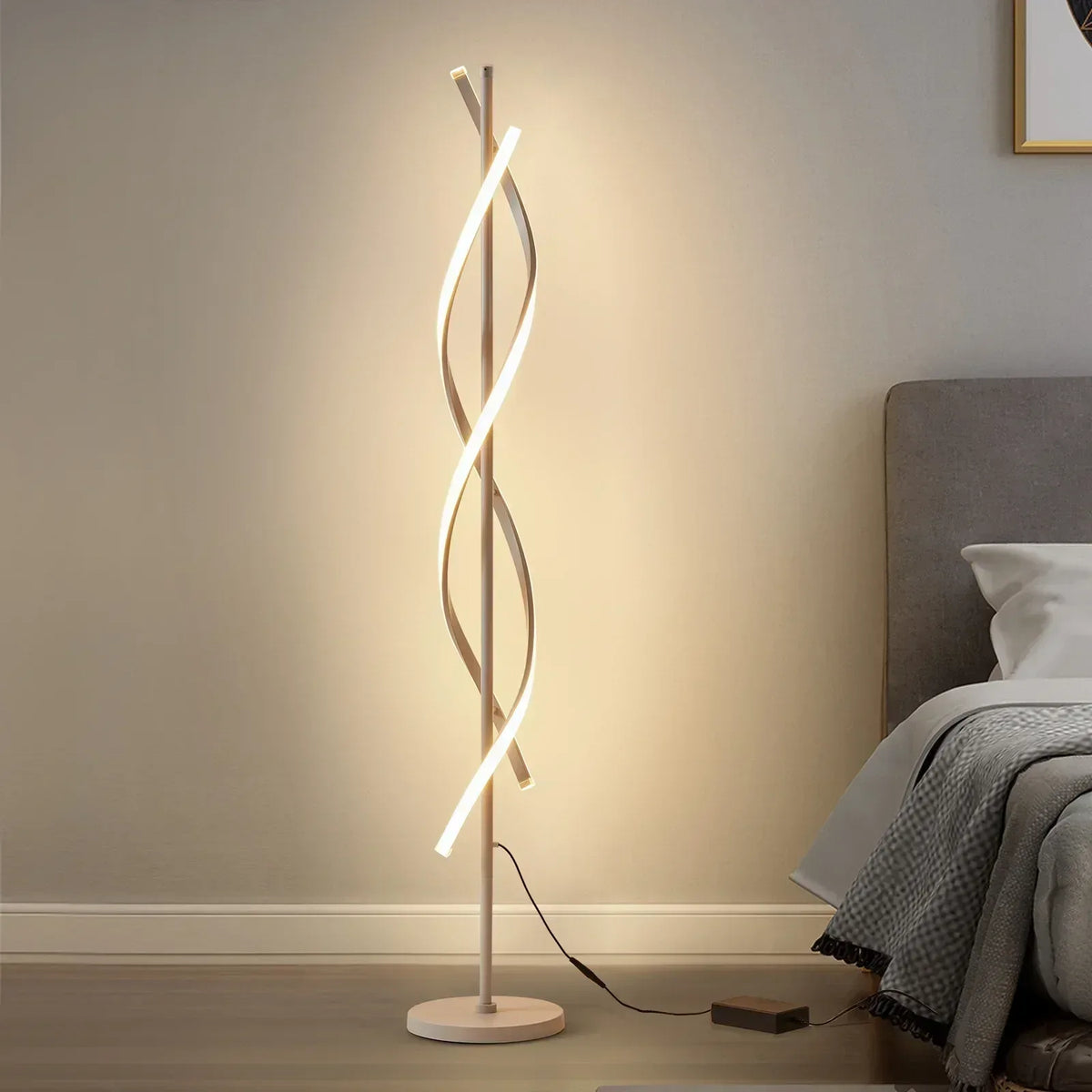 LED Spiral Floor Lamp 60 Inch Modern Floor Lamps Dimmable Black Standing Lamp 34W Contemporary Floor Lamps for Living Room Bedroom Kitchen Office