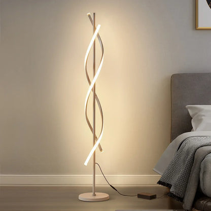 LED Spiral Floor Lamp 60 Inch Modern Floor Lamps Dimmable Black Standing Lamp 34W Contemporary Floor Lamps for Living Room Bedroom Kitchen Office