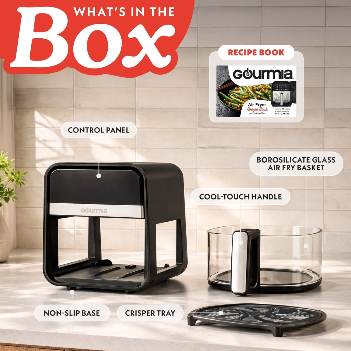 Gourmia 7-Quart Digital Air Fryer with Glass Basket and 12-One Touch Cooking Presets