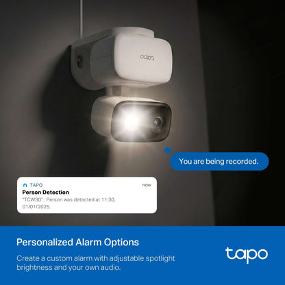 TP-Link Tapo TCW30 Indoor/Outdoor HD Security Camera with Pan/Tilt, Sound & Light Alarm, AI Detection & Local Storage — Enjoy 24/7 Coverage with No Subscription Costs