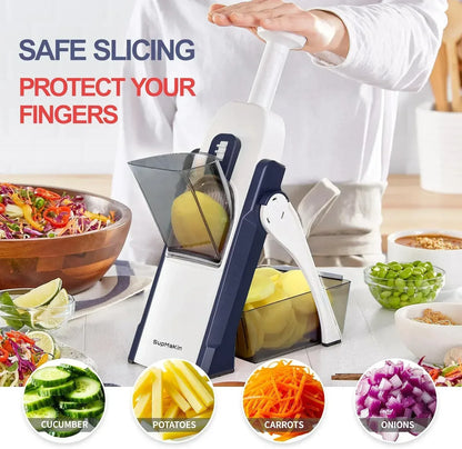Mandoline Slicer for Vegetables Fruits, Adjustable Thickness Stainless Steel Food Cutter & Chopper, Safe and Quick Meal Preparation
