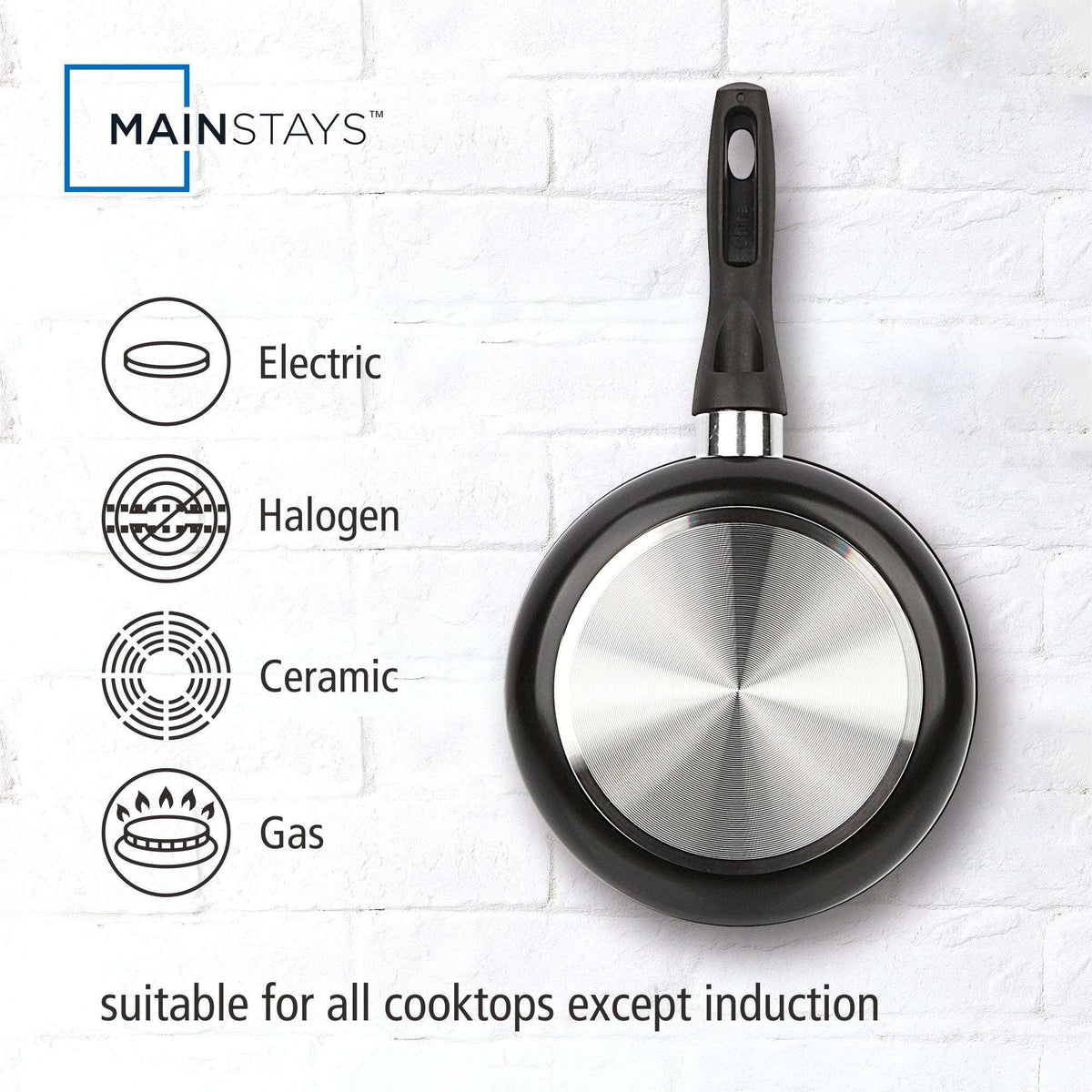 Mainstays 2 qt Non-Stick Aluminum Saucepan, Black