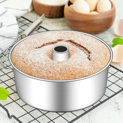 Vesteel 10 inch Angel Food Cake Pan, Stainless Steel Pound Cake Mold with Tube 16 Cups Tube Pan, Non-toxic & One-Piece Design