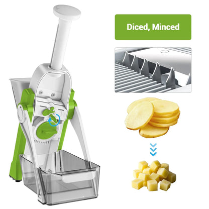 Mandoline Slicer for Vegetables Fruits, Adjustable Thickness Stainless Steel Food Cutter & Chopper, Safe and Quick Meal Preparation