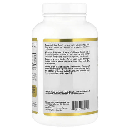 California Gold Nutrition Buffered Gold C, Gold Standard Sodium Ascorbate (Vitamin C), 60 Veggie Capsules
