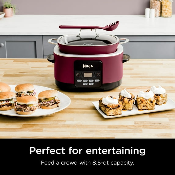 Ninja 10-in-1 Foodi Possible 8.5 Qt Multi-Cooker, Slow Cook, Dutch Oven, Steamer, Triple Heat Fusion, Glass Lid & Integrated Spoon, MC1000WM Cherry Tarte