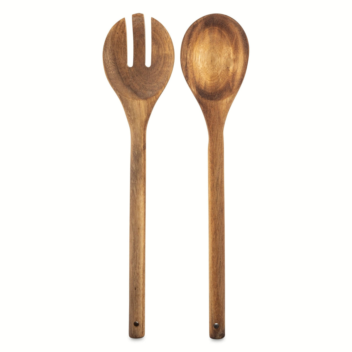Thyme & Table Nova Ceramic 3-Piece Serve Bowl Navy and White with Wood Serve Utensils