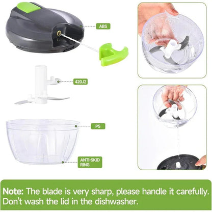 Cambom Manual Food Chopper Vegetable Cutter, Hand String Vegetable Chopper Onions Cutter for Vegetable Fruits Nuts BPA Free Food Safe Material