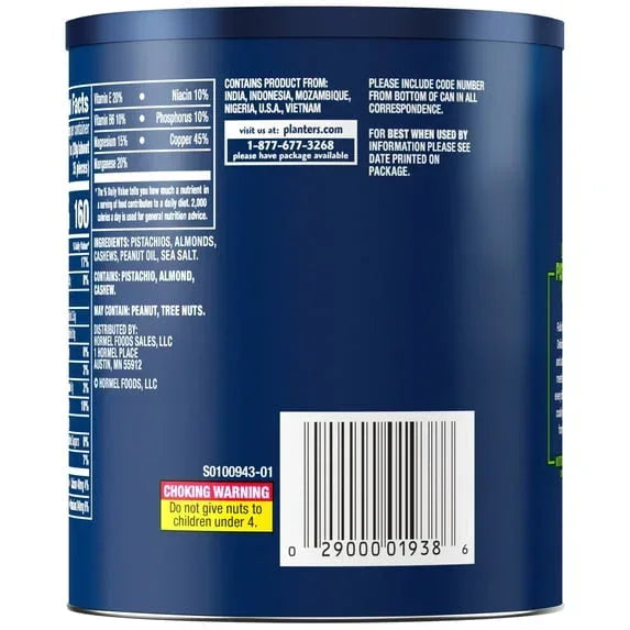 PLANTERS Deluxe Pistachio Mix, Party Snacks, Plant Based Protein, 14.5 oz Steel Can