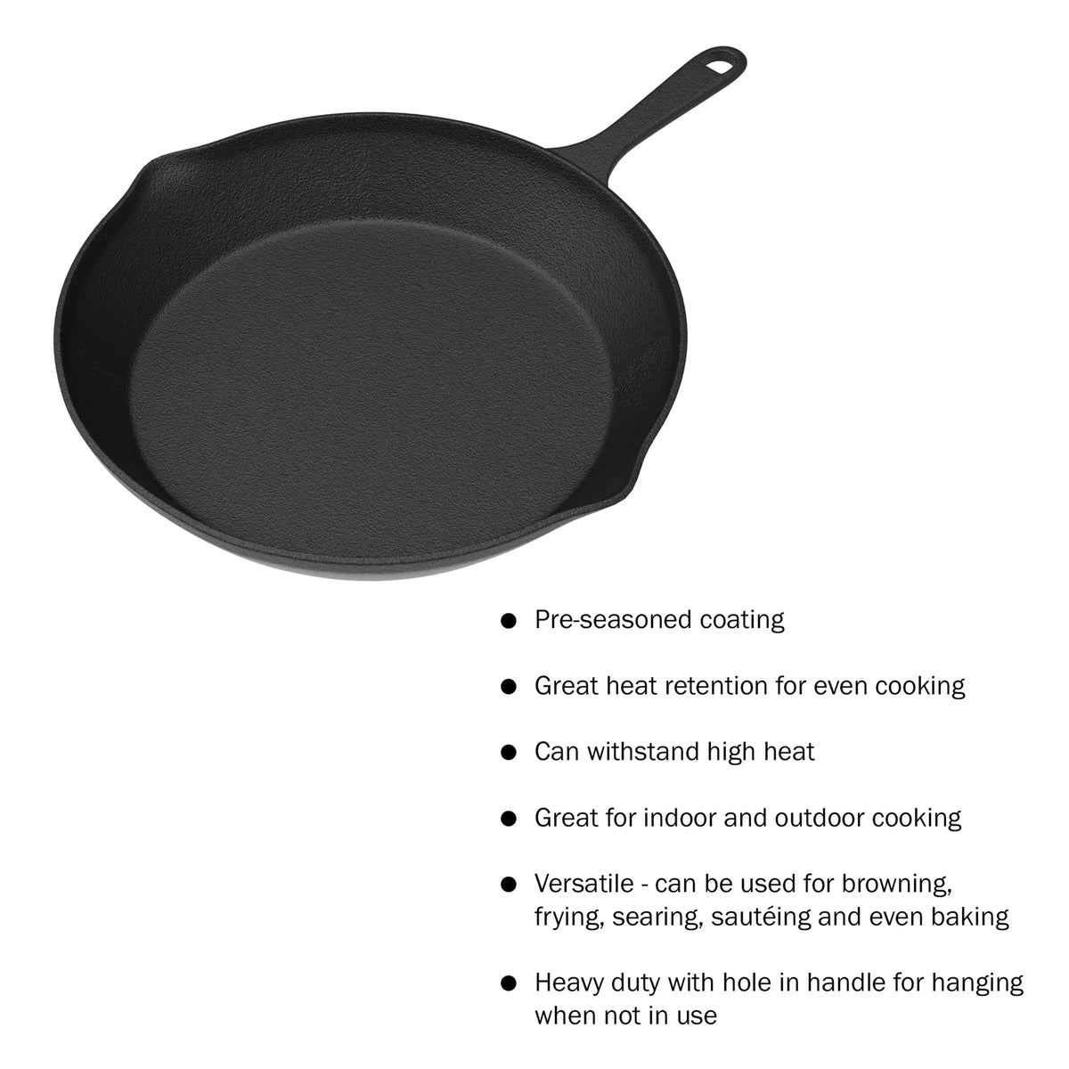 Home-Complete Set of 3 Cast Iron Skillet Set, Pre-Seasoned Oven-Safe Non-stick Frying Pans - 10”, 8”, 6” (Black)