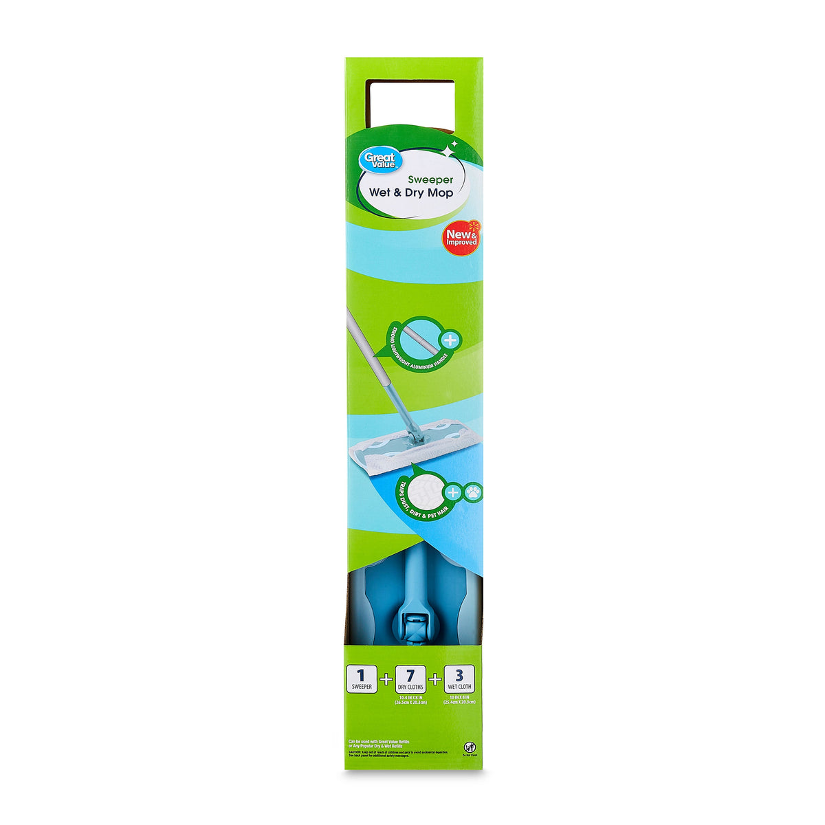 Great Value Wet & Dry Mop Sweeper Kit, (1 Mop Kit, 10 Pad Refills)