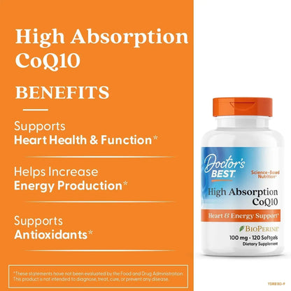 Doctor's Best High Absorption CoQ10, 200 mg, 60 Softgels