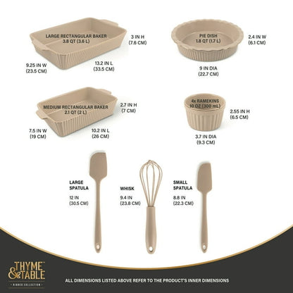 Thyme & Table 10-Piece Ceramic Bakeware Set - Taupe