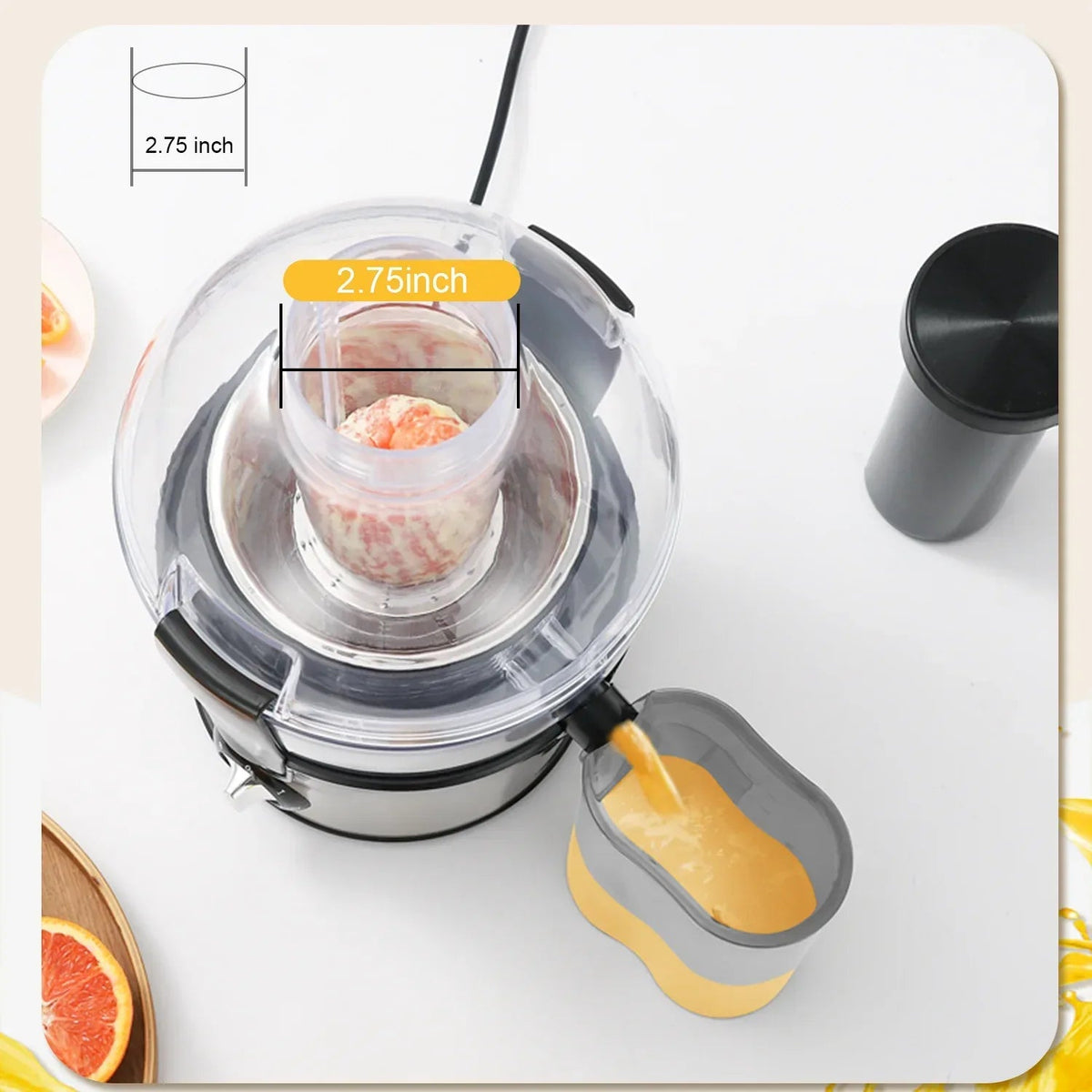 Fylivore Juicer Machine , 800W Wide 2.75”Feed Chute Juice Extractor Easy to Clean, Anti-Drip, Stainless Steel BPA-Free