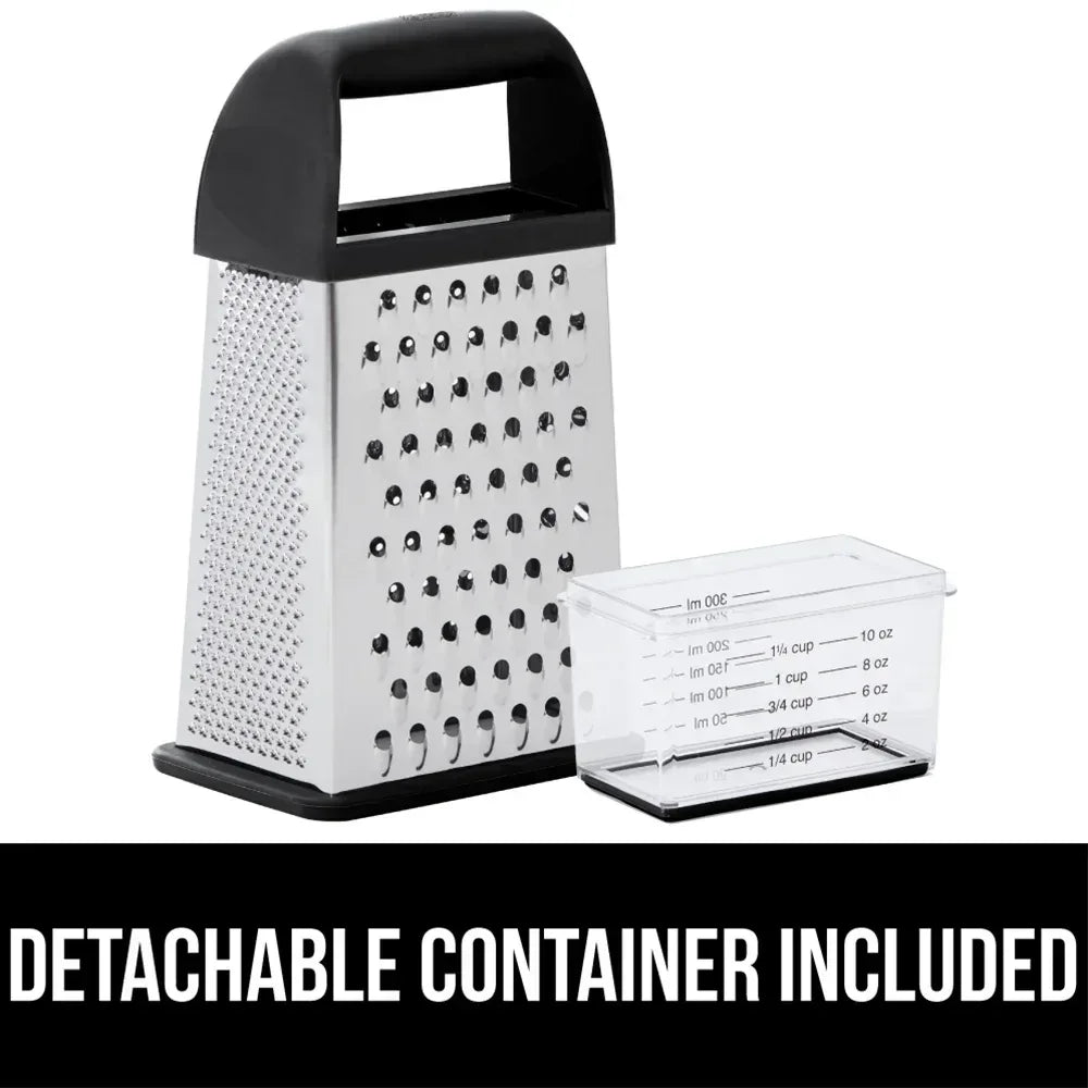 GORILLA GRIP Cheese Grater, BPA Free Stainless Steel Box Graters, Cheeses and Veggie Shredder