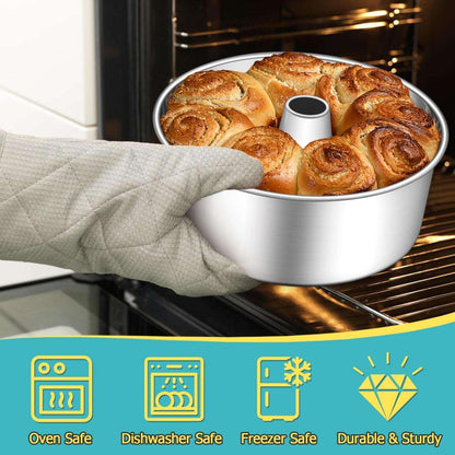 Vesteel 10 inch Angel Food Cake Pan, Stainless Steel Pound Cake Mold with Tube 16 Cups Tube Pan, Non-toxic & One-Piece Design