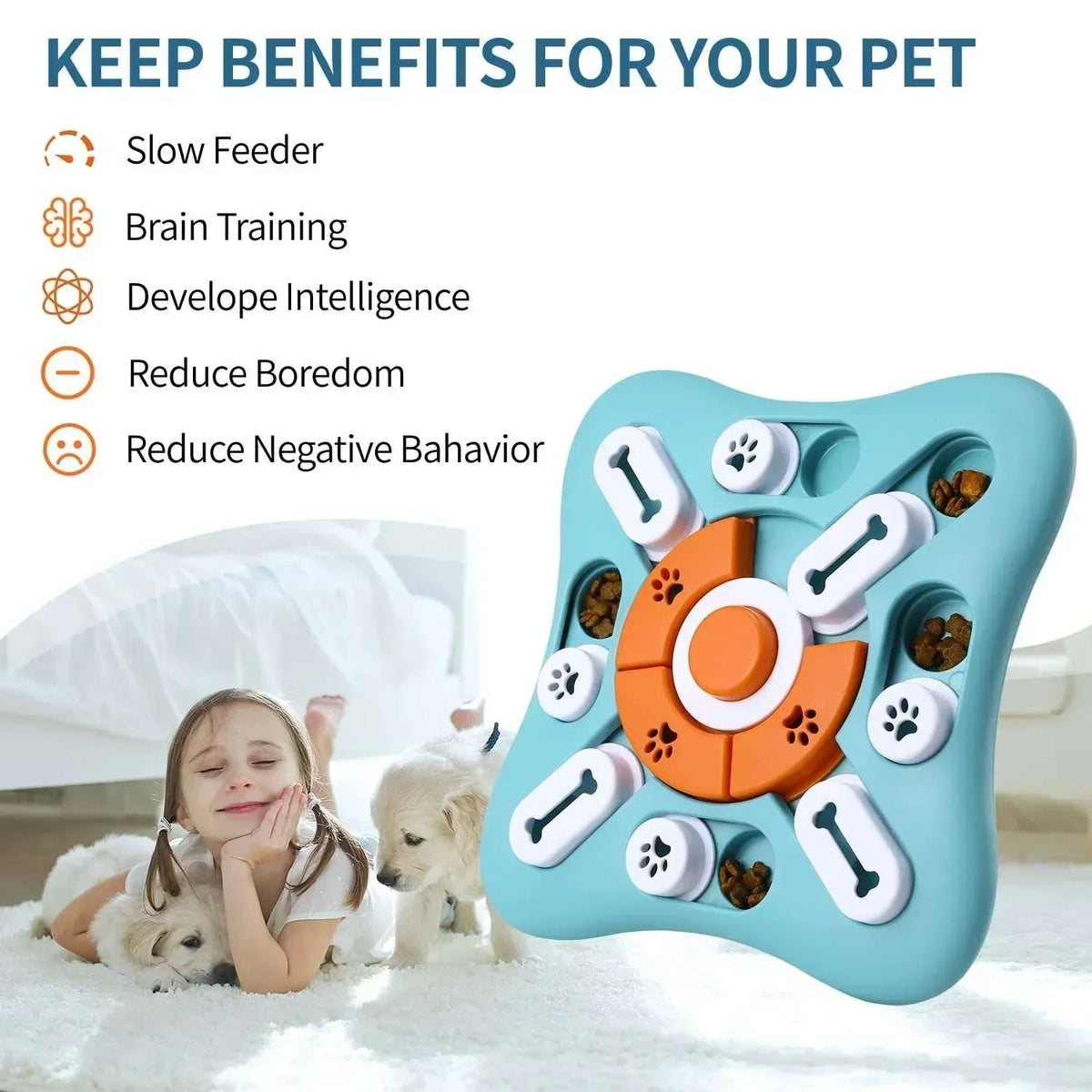 Pet Deluxe Dog Puzzle Toys, Treat Dispensing Dog Enrichment Toys for IQ Training and Brain Stimulation, Interactive Mentally Stimulating Toys as Gifts for Puppies, Cats, Dogs