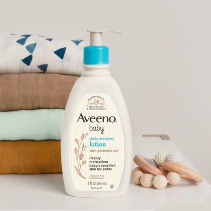 Aveeno Baby Daily Moisture Body Lotion for Baby and Toddler with Colloidal Oatmeal, 12 fl oz