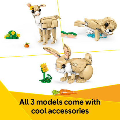 LEGO Creator 3in1 Cute Bunny - Building Toys Set W/ 3 Building Options, Bunny, Seal, or Llama - Easter Decorations & Gift for Kids, Ages 8+ - Craft for Girls & Boys - 31162
