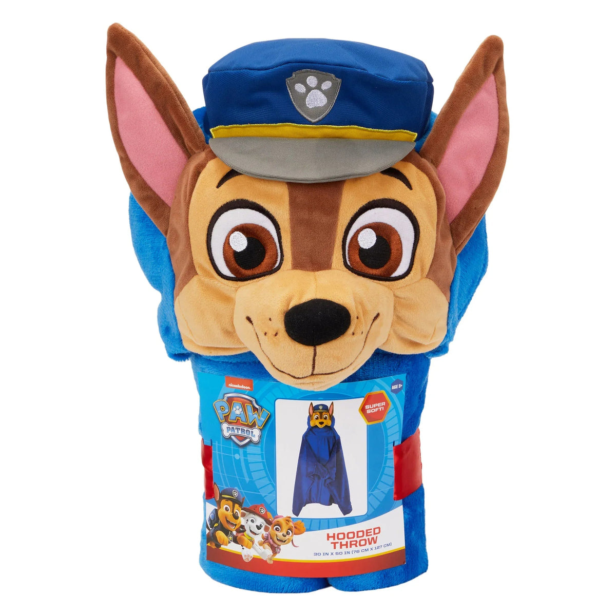 PAW Patrol Chase Kids Hooded Throw, Wearable Plush, Blue