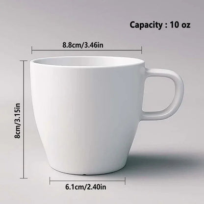Coffee Cups Set of 6, 300ml (10oz) Eco-Friendly Shatter-Resistant Mugs with Ergonomic Handles | Premium Stone-Effect Resin, Porcelain Feel | Ideal for Commercial & Home Use, Dishwasher Safe