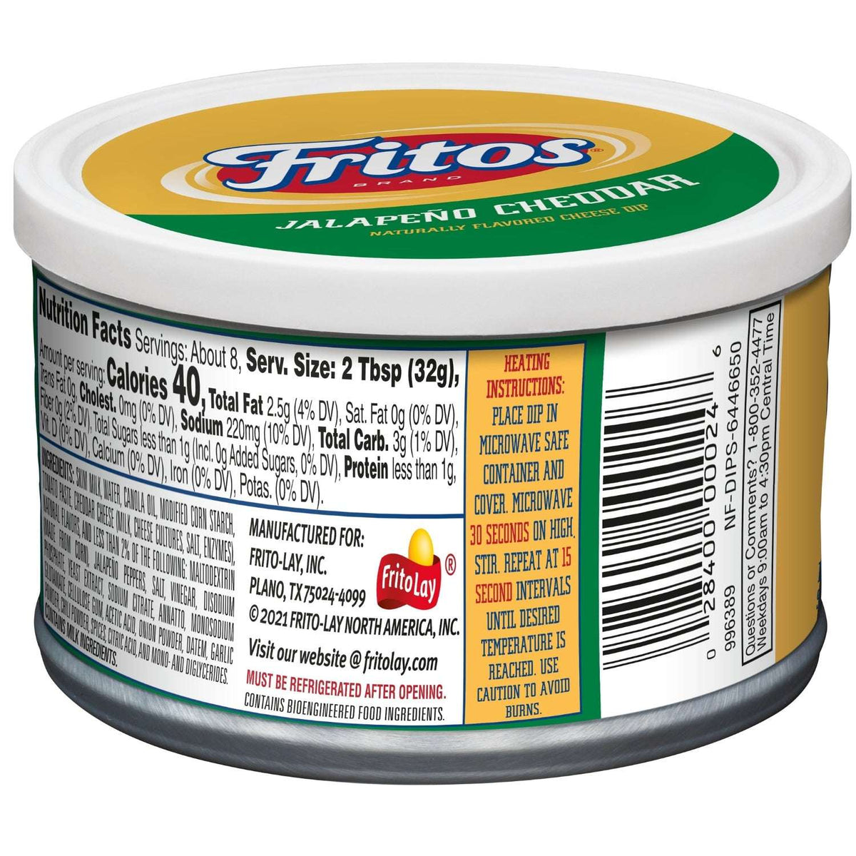 Fritos Jalapeno Cheddar Cheese Dip, 9 oz, Canister