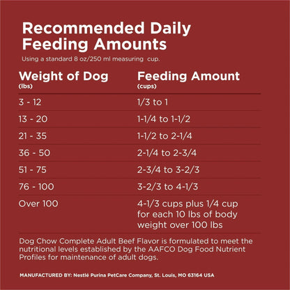 Purina Dog Chow Complete Adult Dry Dog Food for Adult Dogs, Kibble Beef Flavor