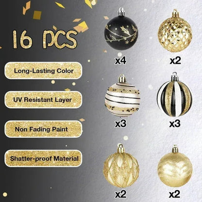 Fall Ornaments for Christmas Trees, 16ct Bronze Copper Brown Gold Shatterproof Fall Christmas Tree Decorations, 2.36 Inches Luxury Hanging Ball Ornaments for Thanksgiving Autumn Harvest
