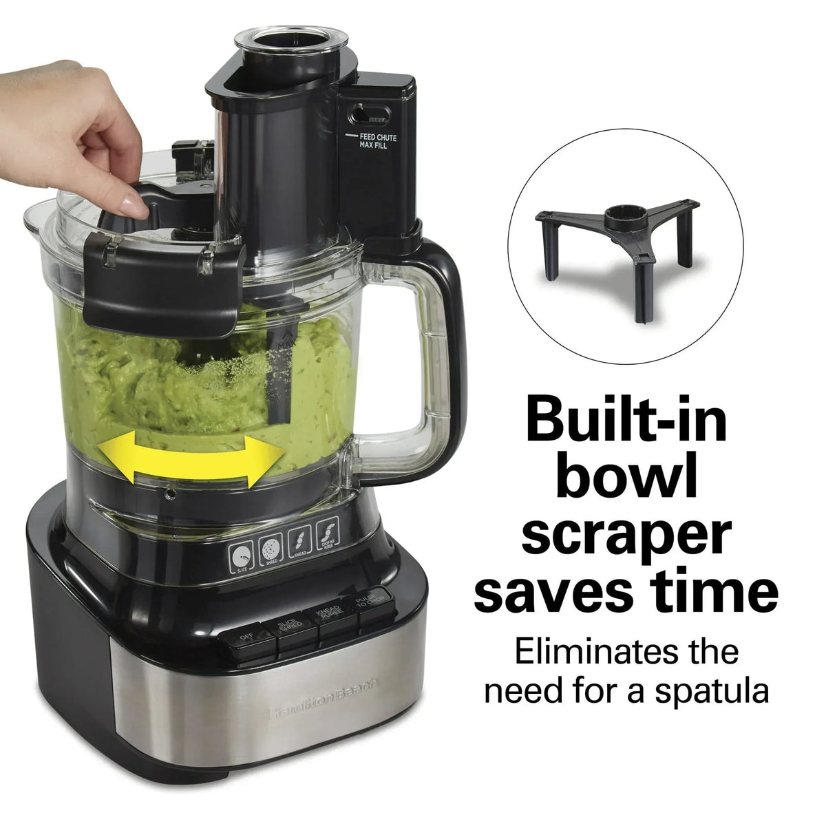 Hamilton Beach 10 Cup Food Processor and Chopper with Stack & Snap Design, Extra Large Chute and Bowl Scraper, Black