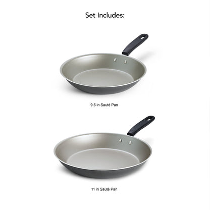 Tramontina Primaware 2-Piece Nonstick Fry Pan Set,9.5-Inch and 11-Inch Asphalt