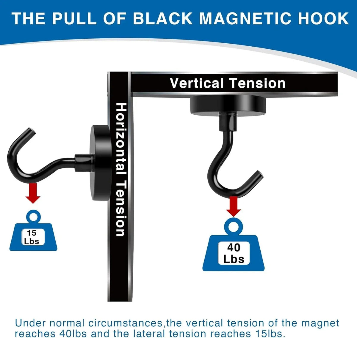 DIYMAG Magnetic Hooks Heavy Duty, 40lbs Strong Magnetic Hooks Heavy Duty with Epoxy Coating for Refrigerator, Black Magnetic Cruise Hooks for Hanging, Classroom, Office, and Kitchen - Pack of 4