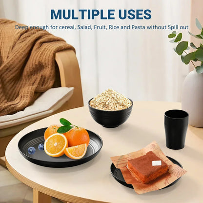 TINANA Wheat Straw Dinnerware Sets, Service for 8, 32 PCS Unbreakable Dinnerware,Microwave Dishwasher Safe