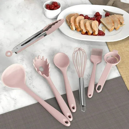 Silicone Cooking Utensils Set - Heat Resistant Kitchen Utensils BPA FREE,Turner Tongs,Spatula,Spoon,Brush,Whisk,Kitchen Utensil Gadgets Tools Set for Nonstick Cookware,Dishwasher Safe