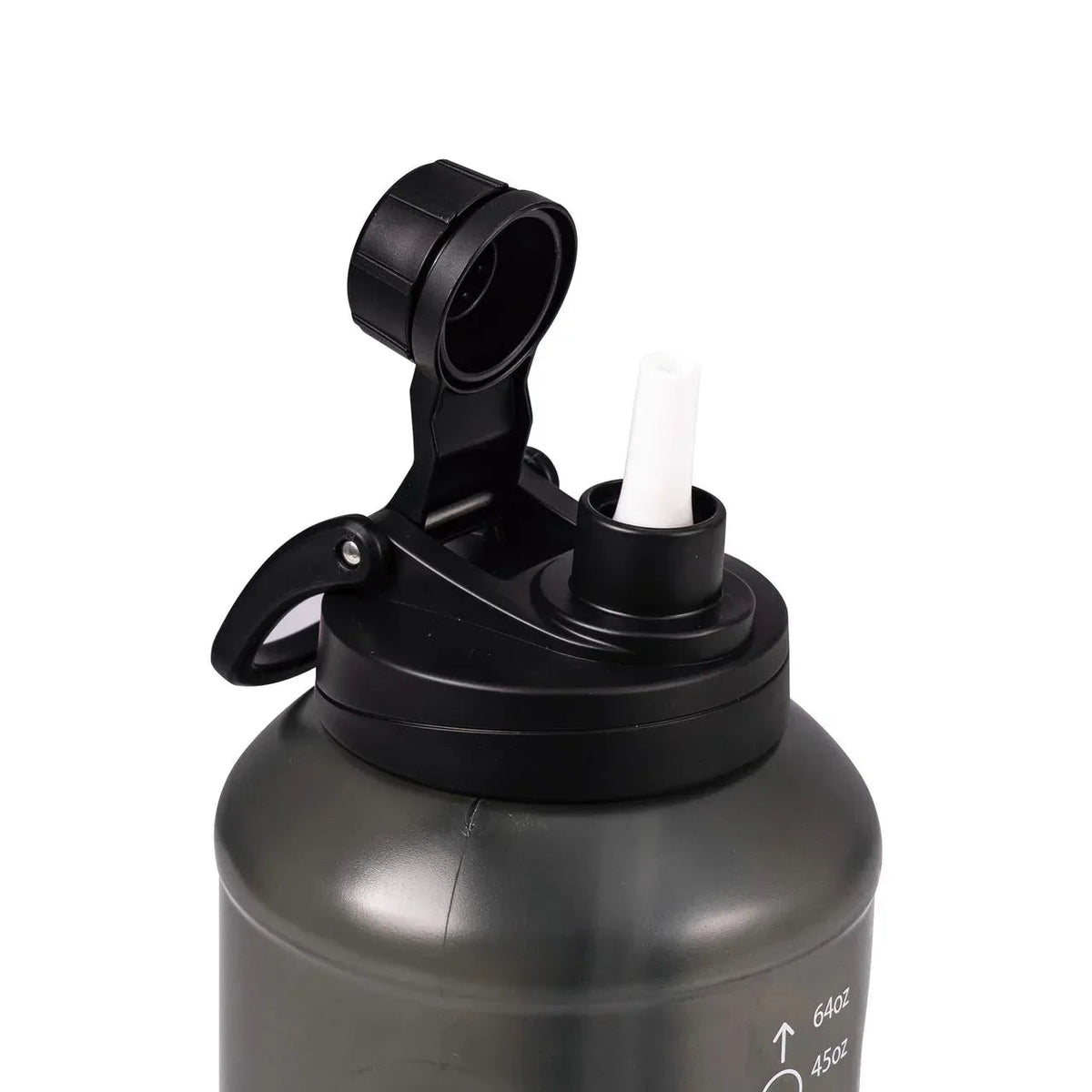 Mainstays 64 Fluid Ounces Water Bottle, Translucent Black, with Straw/ Chug 2 in 1 Lid, Light Weight, Reusable, Plastic