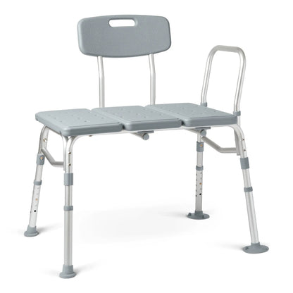 Medline Shower and Bathtub Chair Transfer Bench, Sturdy, 400 lb Weight Capacity, Aluminum, Gray