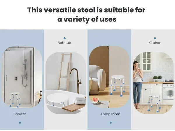 Naipo Shower Chair Bathtub Stool Seat w/ Anti-Slip Rubber, Adjustable Lightweight for Seniors, Disabled, Handicap, Tool-Free Assembly, Blue