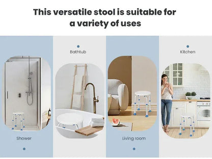 Naipo Shower Chair Bathtub Stool Seat w/ Anti-Slip Rubber, Adjustable Lightweight for Seniors, Disabled, Handicap, Tool-Free Assembly, Blue