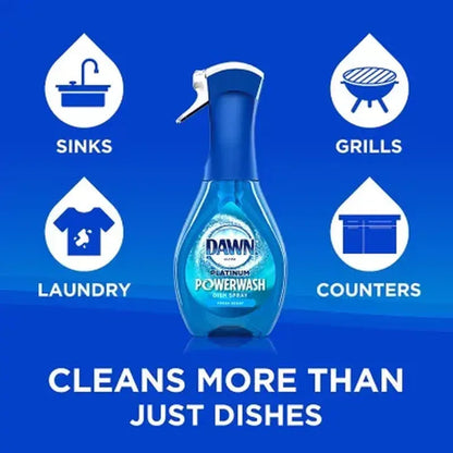 Dawn Platinum Powerwash Dish Spray Bottle Set, Fresh Scent, 1 Spray Bottle + 2 Refills, 48 Fl. Oz.