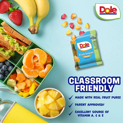 Dole Fruit Snacks, Mixed Berries Flavored, Big 9 Allergen Free, Dye Free, Gluten Free, Gelatin Free, Lunch Snacks 22 Count