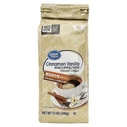 Great Value Cinnamon Vanilla Ground Coffee, 12 oz