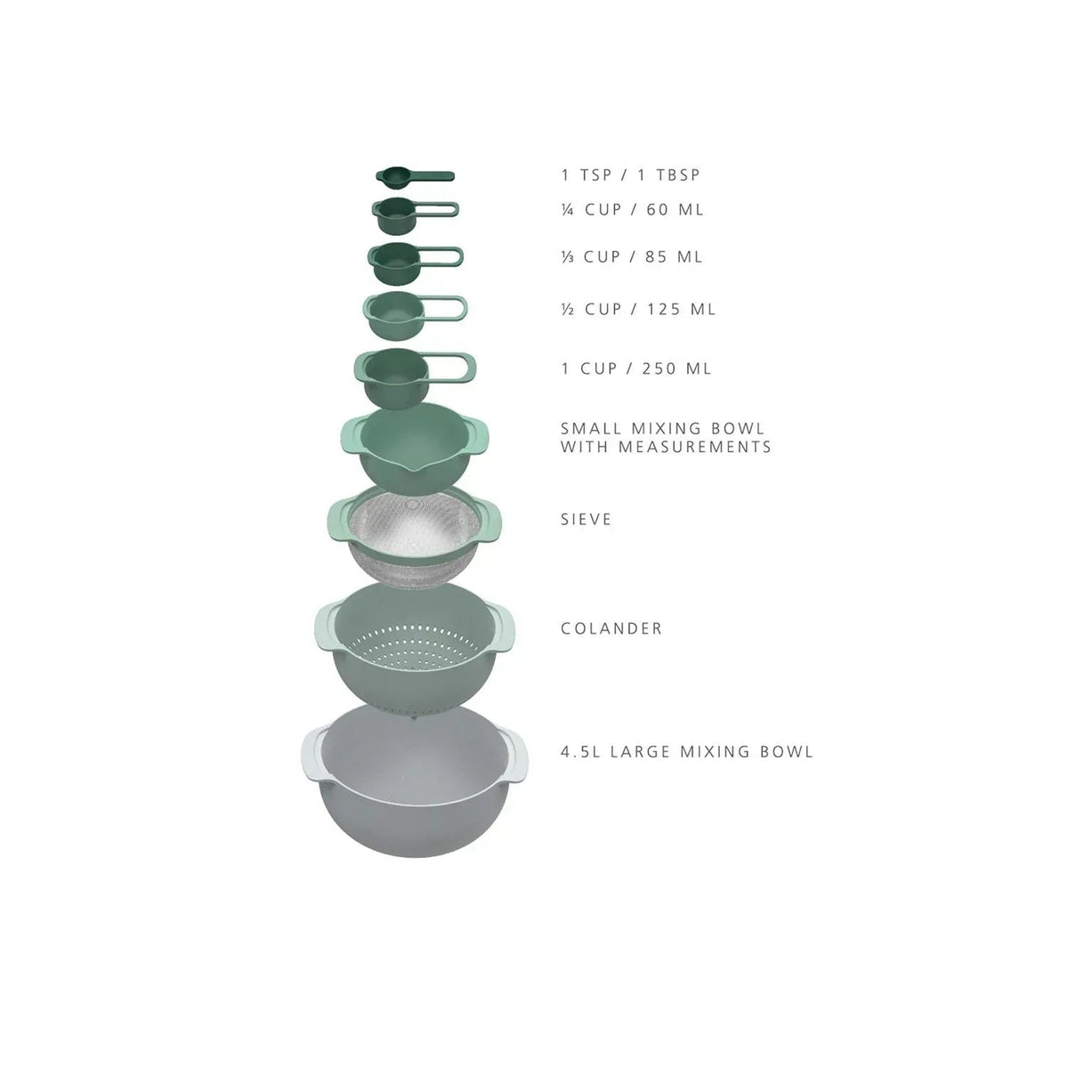 Joseph Joseph Nest 9-Piece Food Preparation & Measuring Set, Choose Color