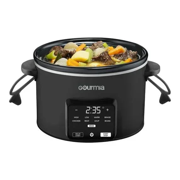 Gourmia Programmable Slow Cooker 4.5 Qt with Digital Controls and Auto Keep Warm, Black