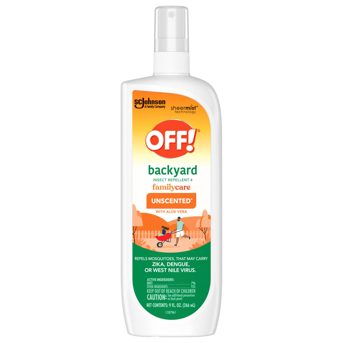OFF! FamilyCare Mosquito Repellent IV, Unscented Pump Bug Spray with Aloe Vera, 9 oz