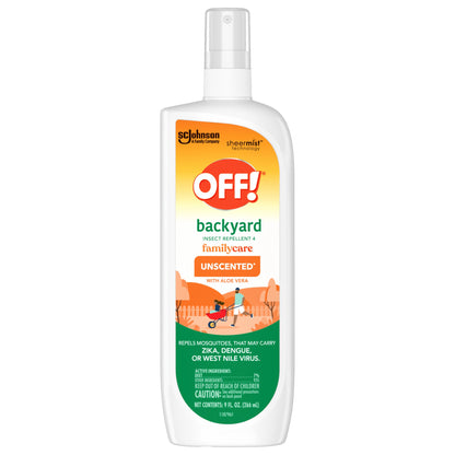OFF! FamilyCare Mosquito Repellent IV, Unscented Pump Bug Spray with Aloe Vera, 9 oz