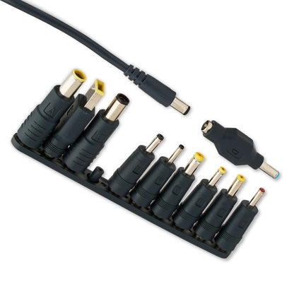onn 65W Laptop Charger with 10 Interchangeable Tips, 10ft Power Cord, for HP, Dell, Lenovo, Grey