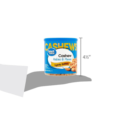 Great Value Lightly Salted Cashew Halves & Pieces, 14 oz
