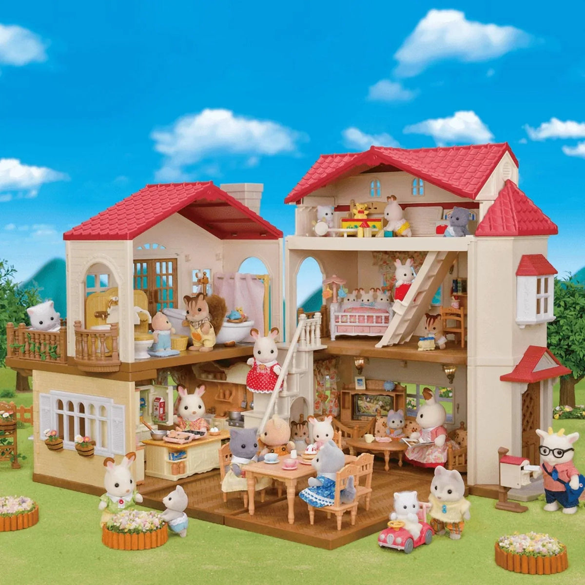 Calico Critters Red Roof Country Home - Secret Attic Playroom, Dollhouse Playset